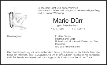 Anzeige von Marie Dürr von MGO