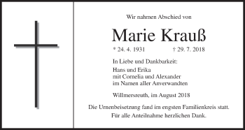 Anzeige von Marie Krauß von MGO