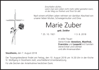 Anzeige von Marie Zuber von MGO