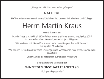 Anzeige von Martin Kraus von MGO