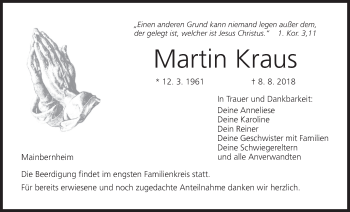 Anzeige von Martin Kraus von MGO