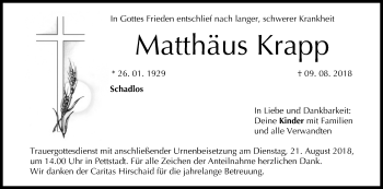 Anzeige von Matthäus Krapp von MGO
