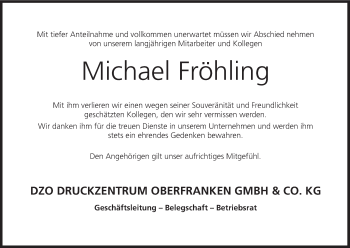 Anzeige von Michael Fröhling von MGO