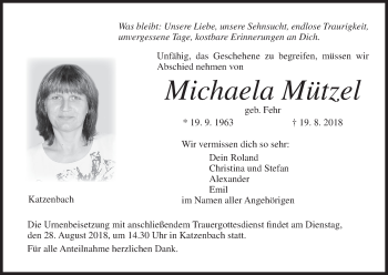 Anzeige von Michaela Mützel von MGO