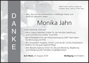 Anzeige von Monika Jahn von MGO