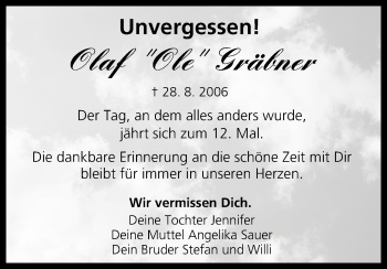 Anzeige von Olaf Gräbner von MGO