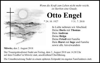 Anzeige von Otto Engel von MGO