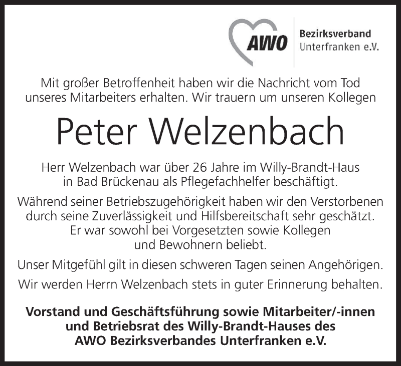  Traueranzeige für Peter Welzenbach vom 04.08.2018 aus MGO