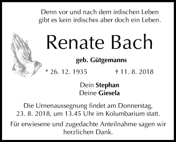 Anzeige von Renate Bach von MGO