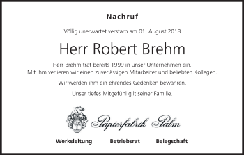 Anzeige von Robert Brehm von MGO