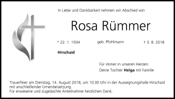 Anzeige von Rosa Rümmer von MGO