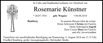 Anzeige von Rosemarie Künstner von MGO