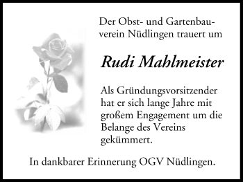 Anzeige von Rudi Mahlmeister von MGO