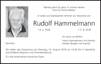 Anzeige von Rudolf Hammelmann von MGO