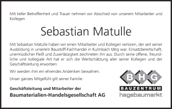 Anzeige von Sebastian Matulle von MGO