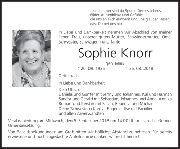 Anzeige von Sophie Knorr von MGO