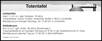 Anzeige von Totentafel vom 14.08.2018 von MGO