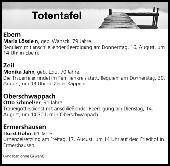 Anzeige von Totentafel vom 14.08.2018 von MGO