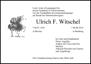 Anzeige von Ulrich F. Witschel von MGO