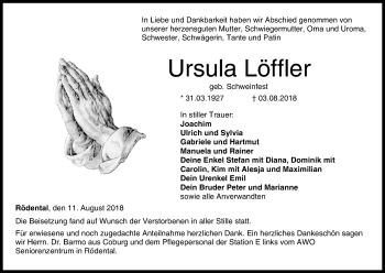 Anzeige von Ursula Löffler von MGO