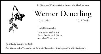 Anzeige von Werner Deuerling von MGO
