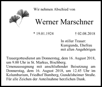 Anzeige von Werner Marschner von MGO