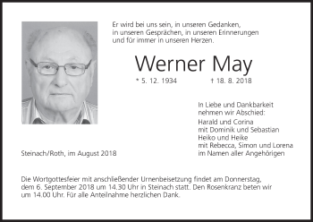 Anzeige von Werner May von MGO