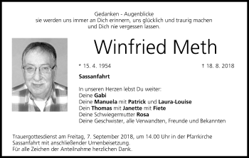 Anzeige von Winfried Meth von MGO