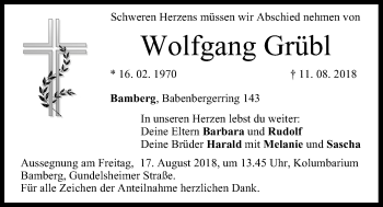 Anzeige von Wolfgang Grübl von MGO