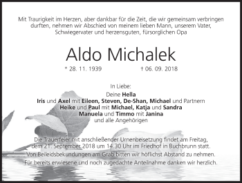 Anzeige von Aldo Michalek von MGO