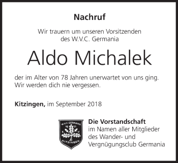 Anzeige von Aldo Michalek von MGO