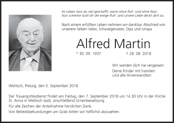 Anzeige von Alfred Martin von MGO