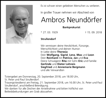 Anzeige von Ambros Neundörfer von MGO