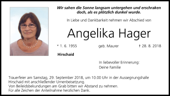 Anzeige von Angelika Hager von MGO