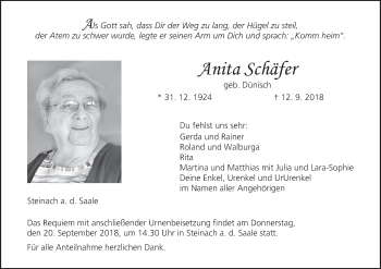 Anzeige von Anita Schäfer von MGO