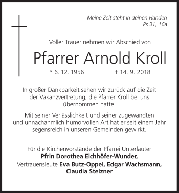 Anzeige von Arnold Kroll von MGO