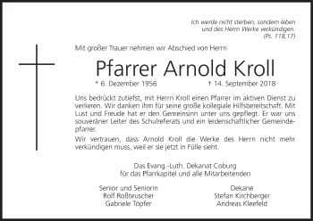 Anzeige von Arnold Kroll von MGO