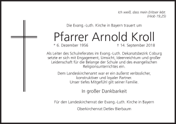 Anzeige von Arnold Kroll von MGO