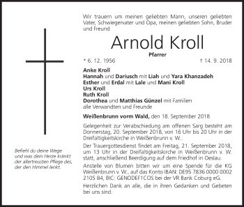 Anzeige von Arnold Kroll von MGO