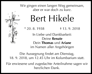 Anzeige von Bert Hikele von MGO