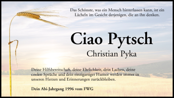 Anzeige von Christian Pyka von MGO