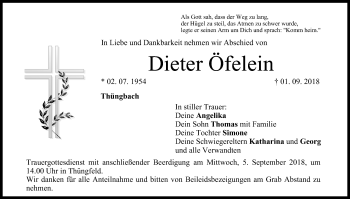 Anzeige von Dieter Öfelein von MGO