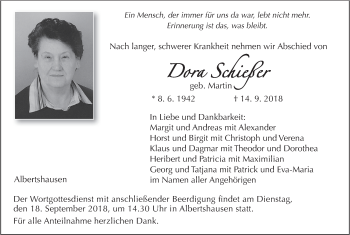 Anzeige von Dora Schießer von MGO