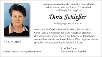 Anzeige von Dora Schießer von MGO