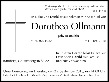 Anzeige von Dorothea Ollmann von MGO