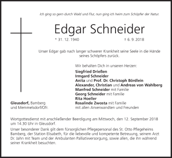 Anzeige von Edgar Schneider von MGO