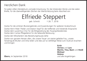 Anzeige von Elfriede Steppert von MGO