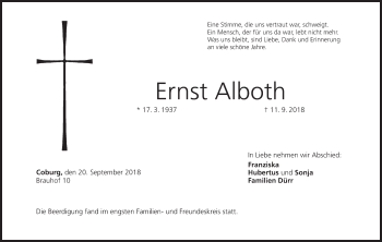 Anzeige von Ernst Alboth von MGO