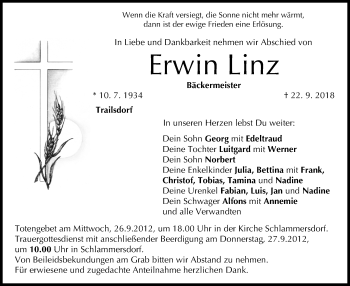 Anzeige von Erwin Linz von MGO