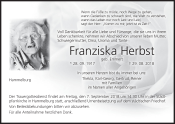 Anzeige von Franziska Herbst von MGO